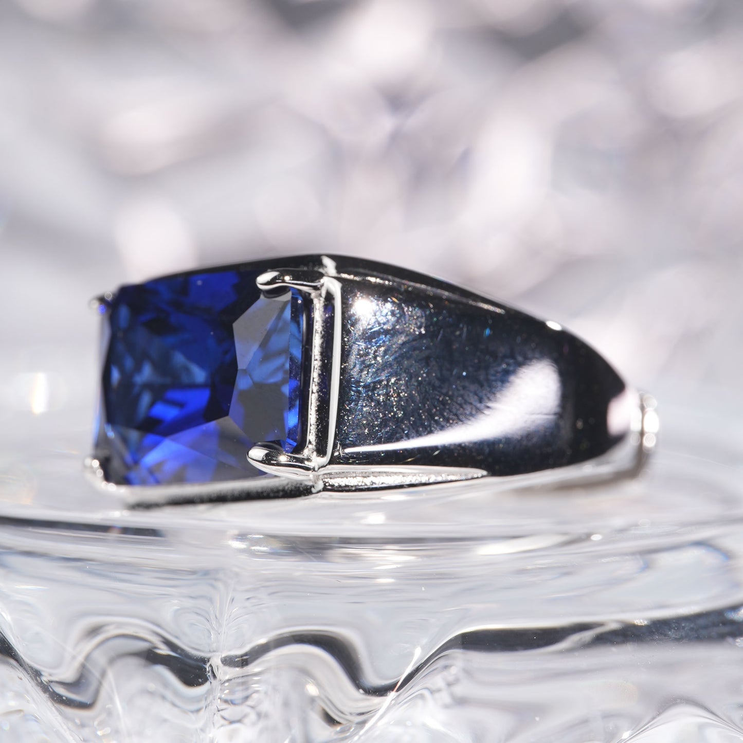 [C08B-Classic]10CT Saphhire ring stylish simple saddle man suit in 925 sterling silver lab grown gemstone