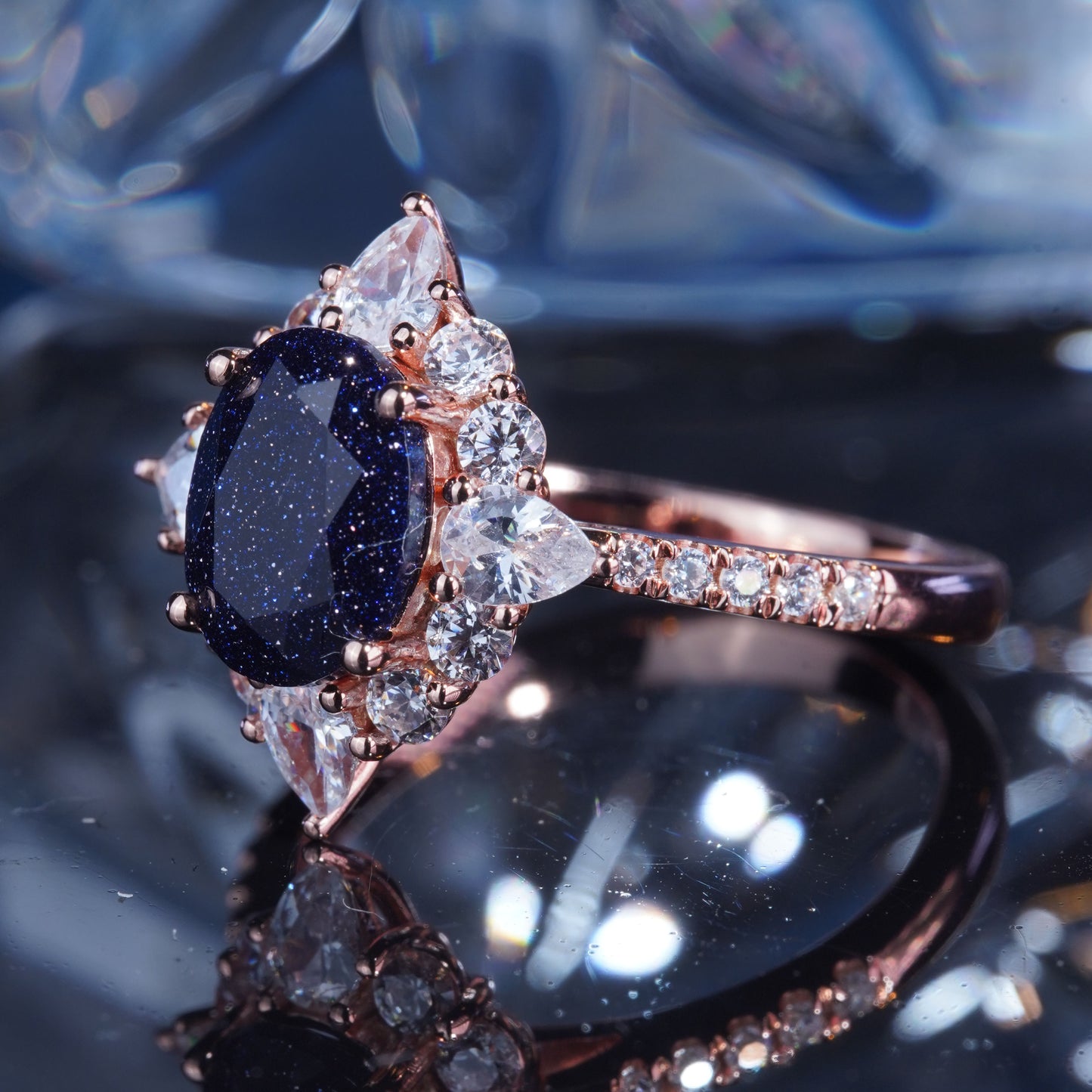 2CT Galaxy Sandstone Ring Starry Night Noble Engagement Ring in 925 sterling silver lab grown gemstone[WG50-Comely]