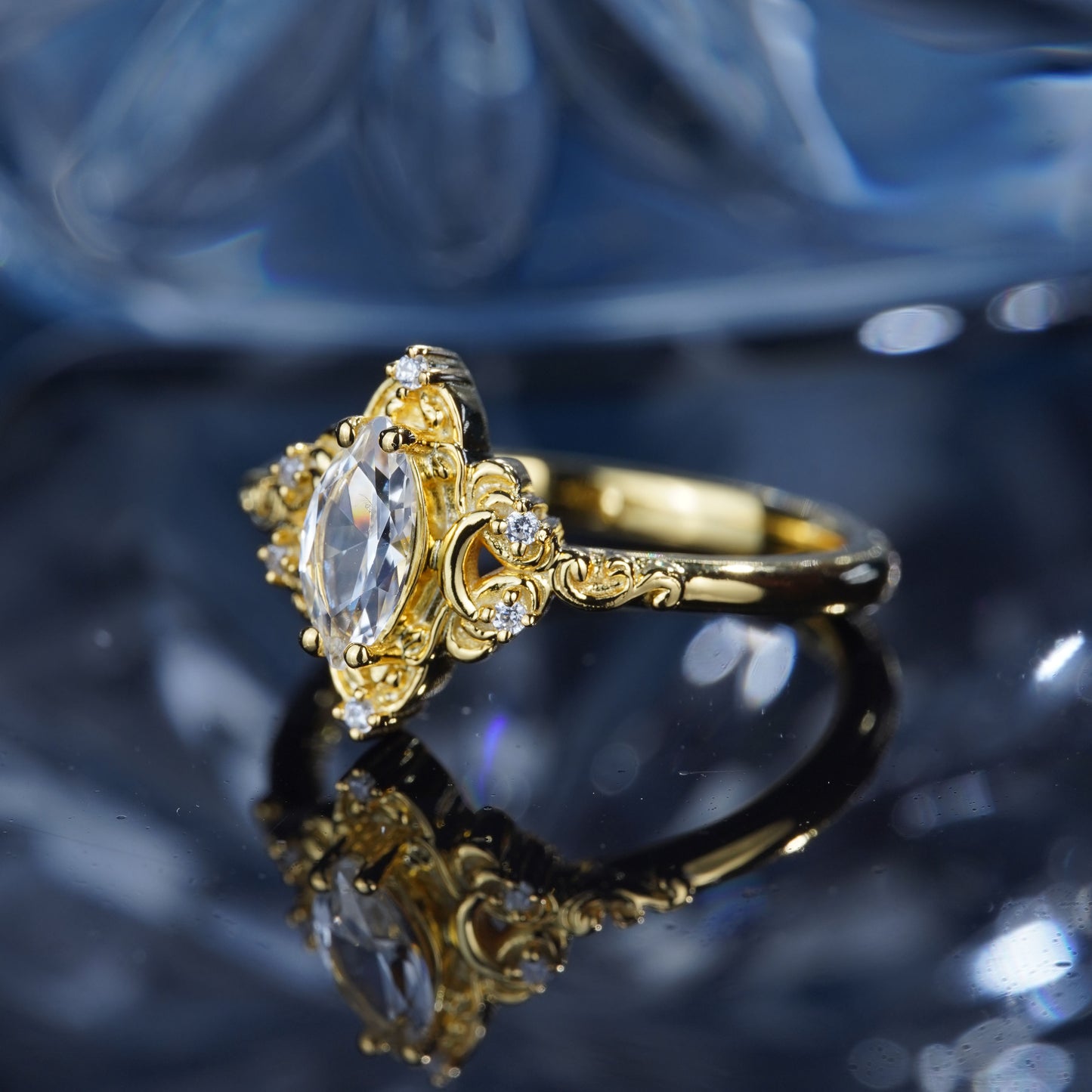 2CT White Sapphire Ring Queen Royal Patern Bridal Wedding Ring  in 925 sterling silver lab grown gemstone[WG35-Comely]