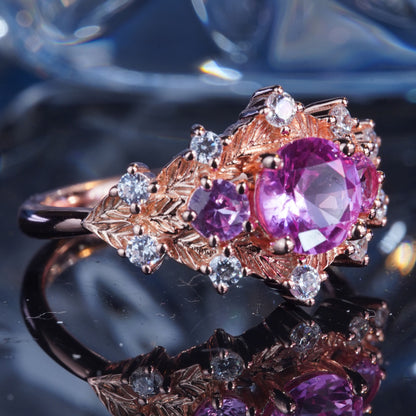 3CT Pink Sapphire Ring Luxury Blush Pink Bridal Wedding Ring in 925 sterling silver lab grown gemstone[WG41-Comely]