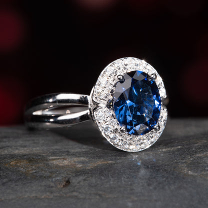 3CT Sapphire ring elegant opulence iconic delicate apphire ring for her in 925 sterling silver lab grown gemstone[WG22-Comely]