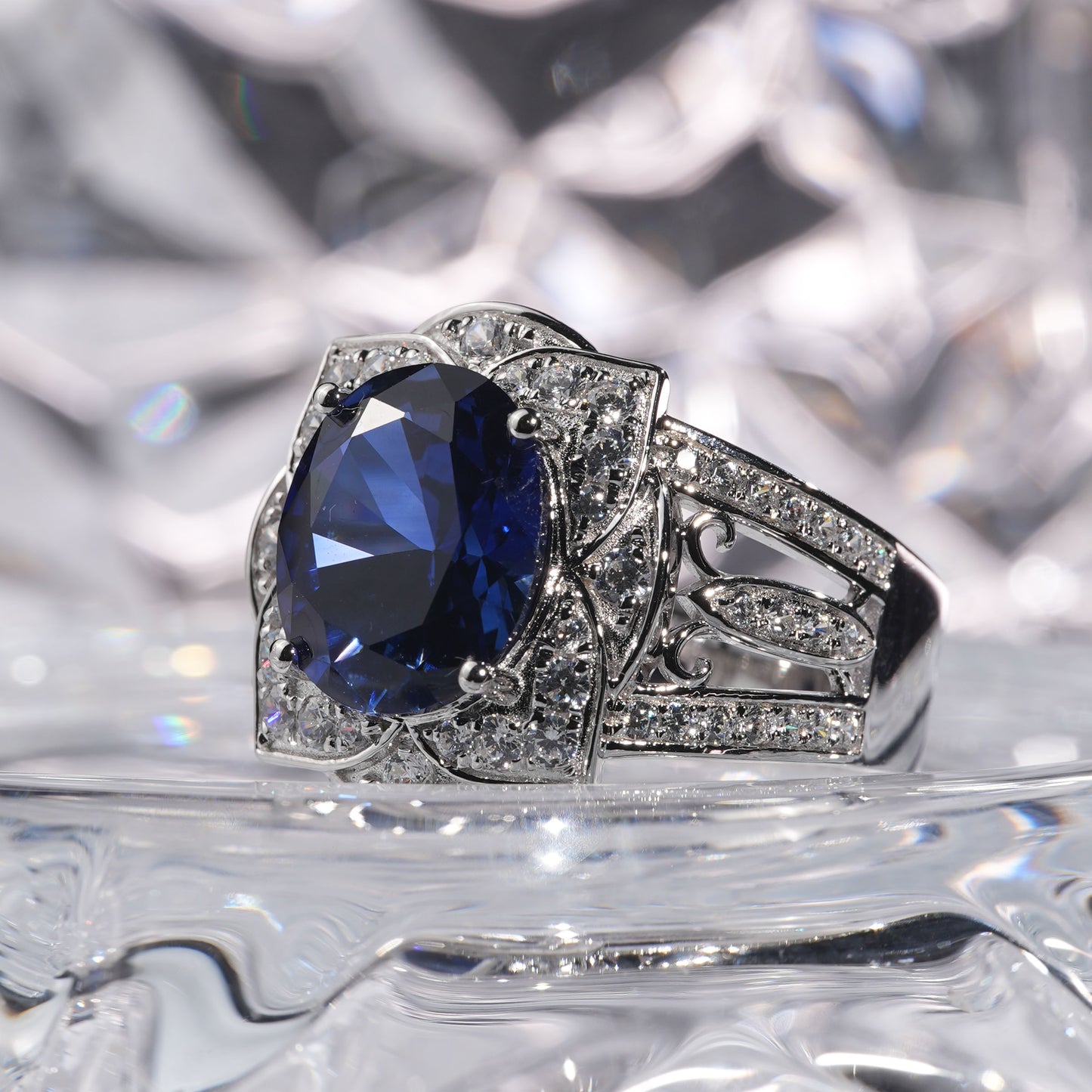 10CT Sapphire ring oriental graceful man suit in 925 sterling silver lab grown gemstone[JZT-WG20yinlan-Classic]