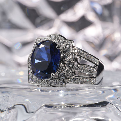 10CT Sapphire ring oriental graceful man suit in 925 sterling silver lab grown gemstone[JZT-WG20yinlan-Classic]