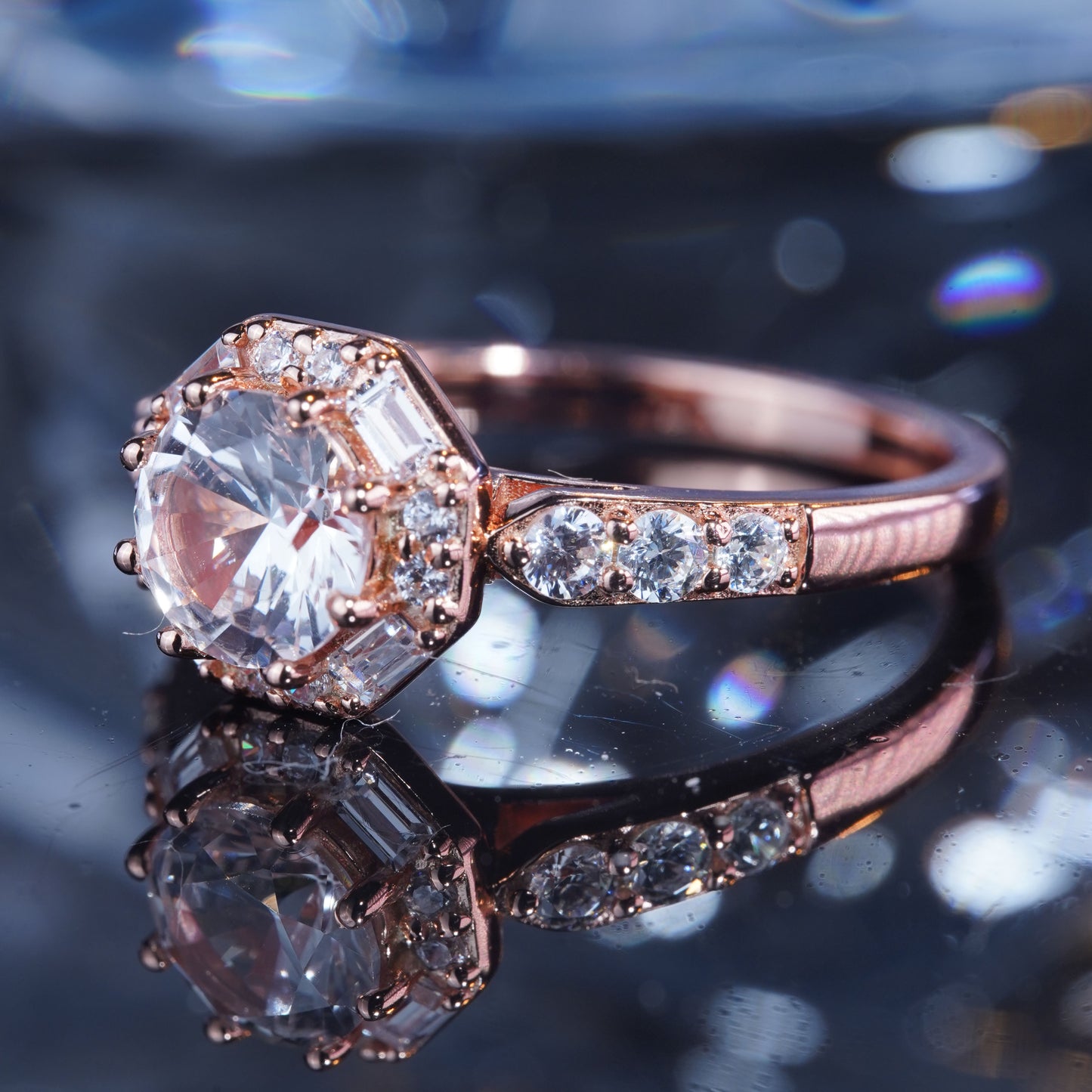 2CT White Sapphire Ring Resplendent Radiance Bridal Champagne Wedding Ring in 925 sterling silver lab grown gemstone[WG51-Comely]