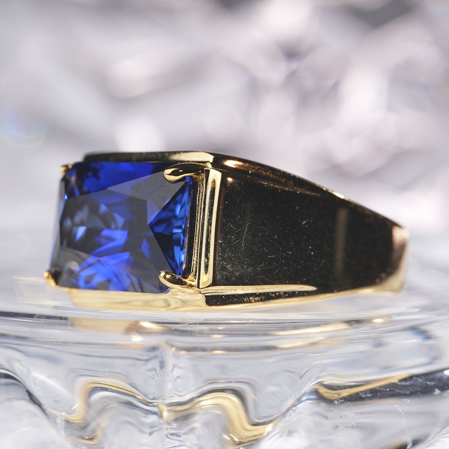 [C08KB-Classic]10CT Sapphire ring simple delicate precious man suit in 925 sterling silver lab grown gemstone