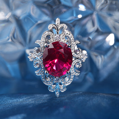 [SLR8-Classic] 5CT Ruby ring graceful radiance exquisite ring in 925 sterling silver lab grown gemstone
