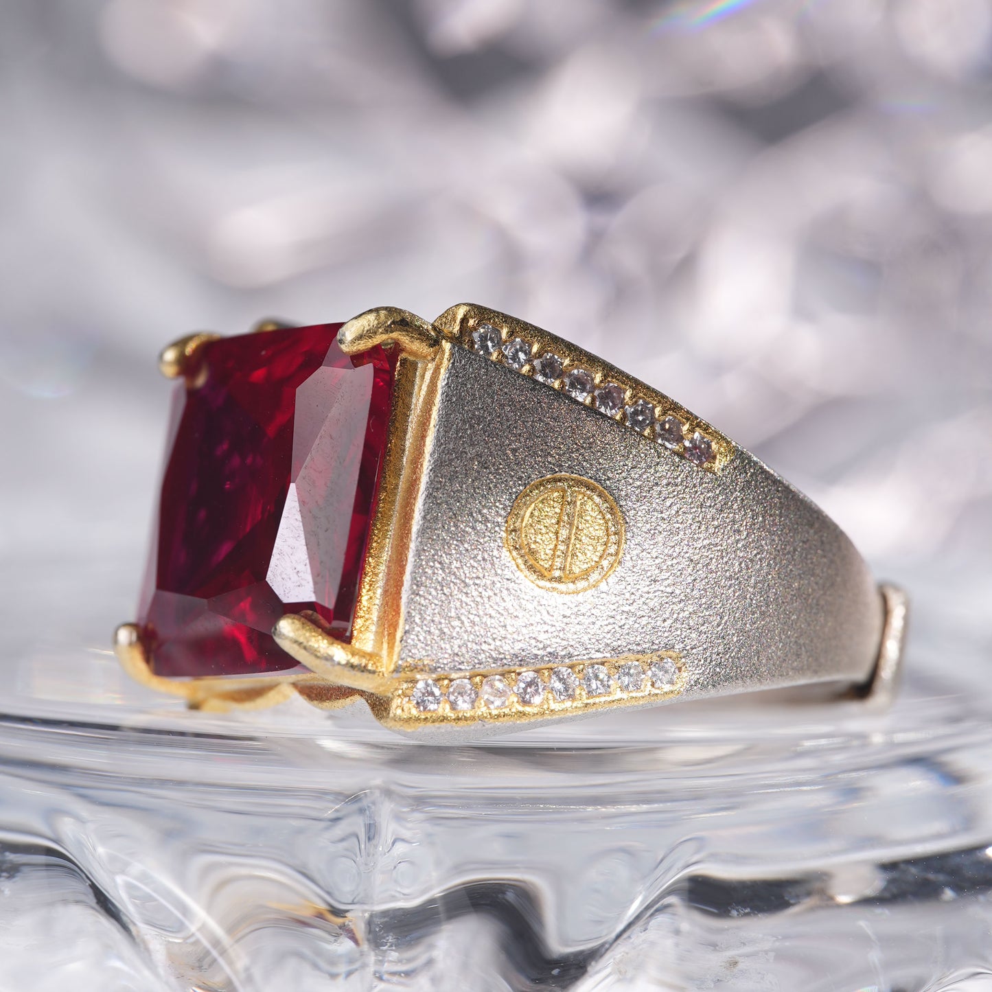 [C13R-Classic]10CT Ruby ring gentle grand in 925 sterling silver lab grown gemstone