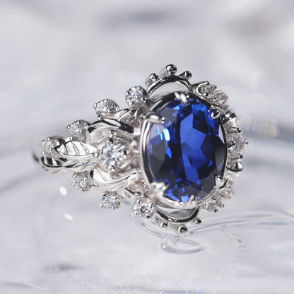 5CT Sapphire ring dazzling elegant graceful iconic lady dress in 925 sterling silver lab grown gemstone[WG02-Classic]