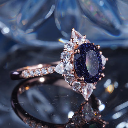 2CT Galaxy Sandstone Ring Starry Night Noble Engagement Ring in 925 sterling silver lab grown gemstone[WG50-Comely]