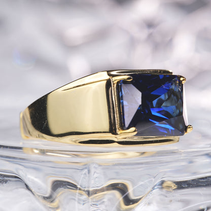 [C08KB-Classic]10CT Sapphire ring simple delicate precious man suit in 925 sterling silver lab grown gemstone