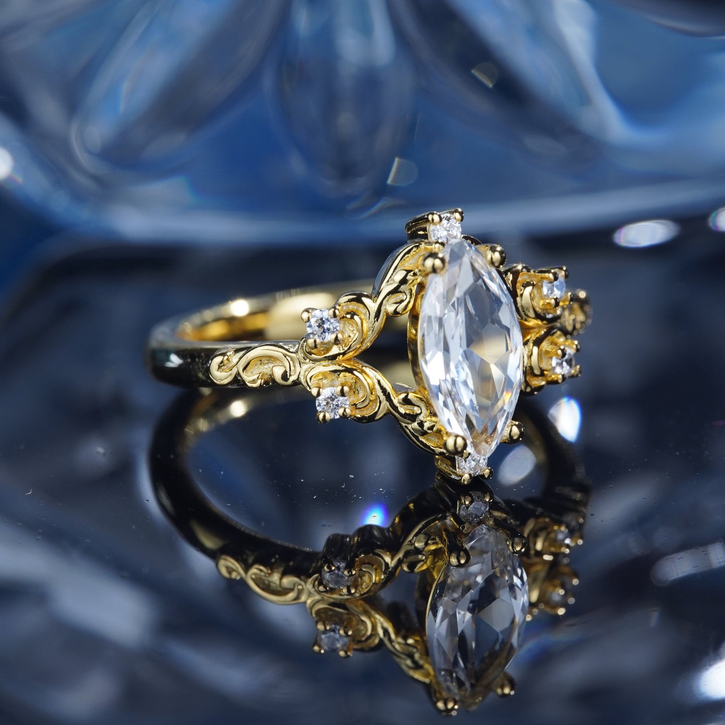 2CT White Sapphire Ring Elegant Enchantment Dazzlin Engagement  Promise Proposing Bridal Ring Set Art Deco in 925 Sterling Silver lab grown gemstone[WG39-Comely]