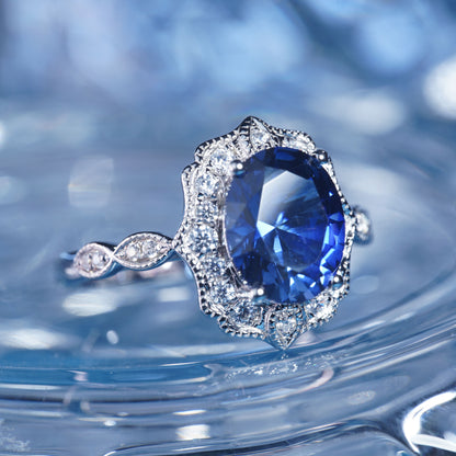 3CT Sapphire ring Blush Oval Cut Engagement Ring- Unique Promise Ring- Anniversary Gift in 925 sterling silver lab grown gemstone[WG53-Comely]