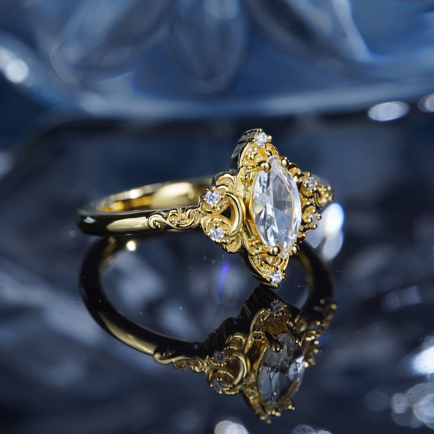 2CT White Sapphire Ring Queen Royal Patern Bridal Wedding Ring  in 925 sterling silver lab grown gemstone[WG35-Comely]