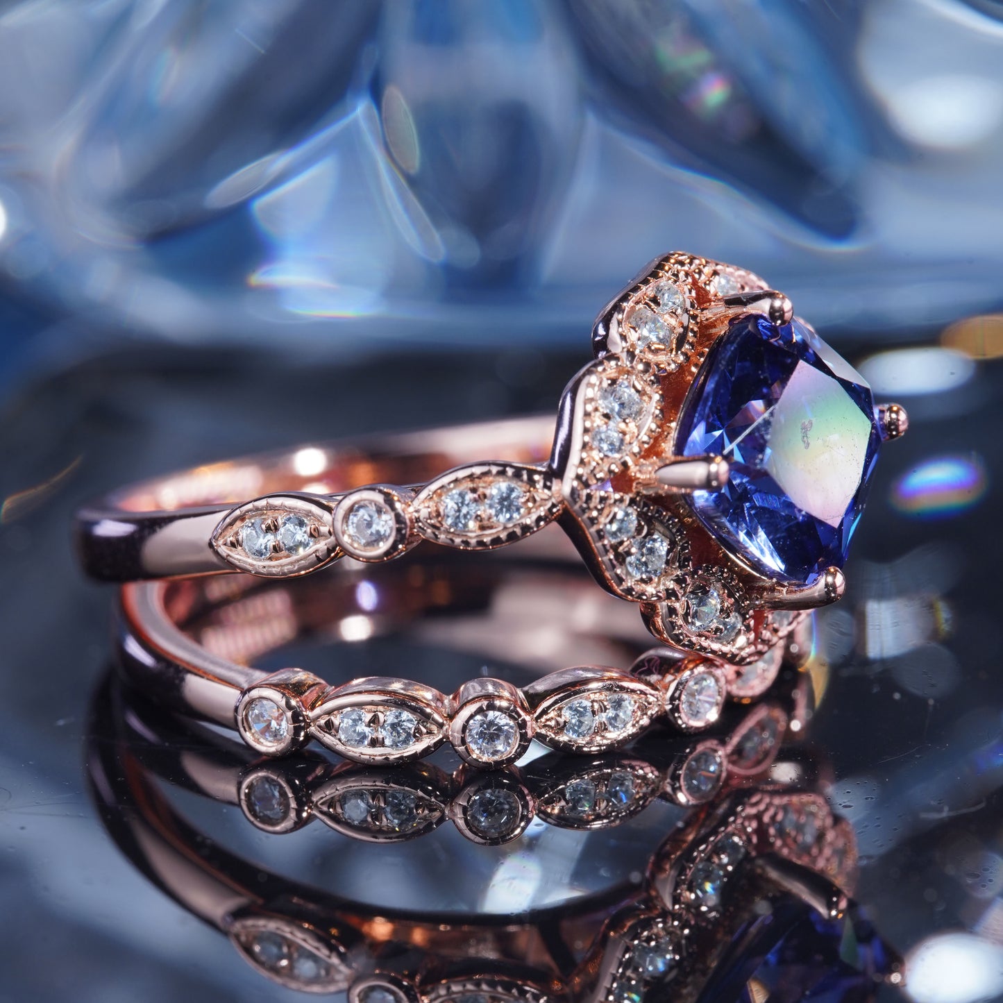 3CT Sapphire Ring Whispers Ethereal Gemstone Bridal Wedding Engagement Ring in 925 sterling silver lab grown gemstone[WG47-Comely]