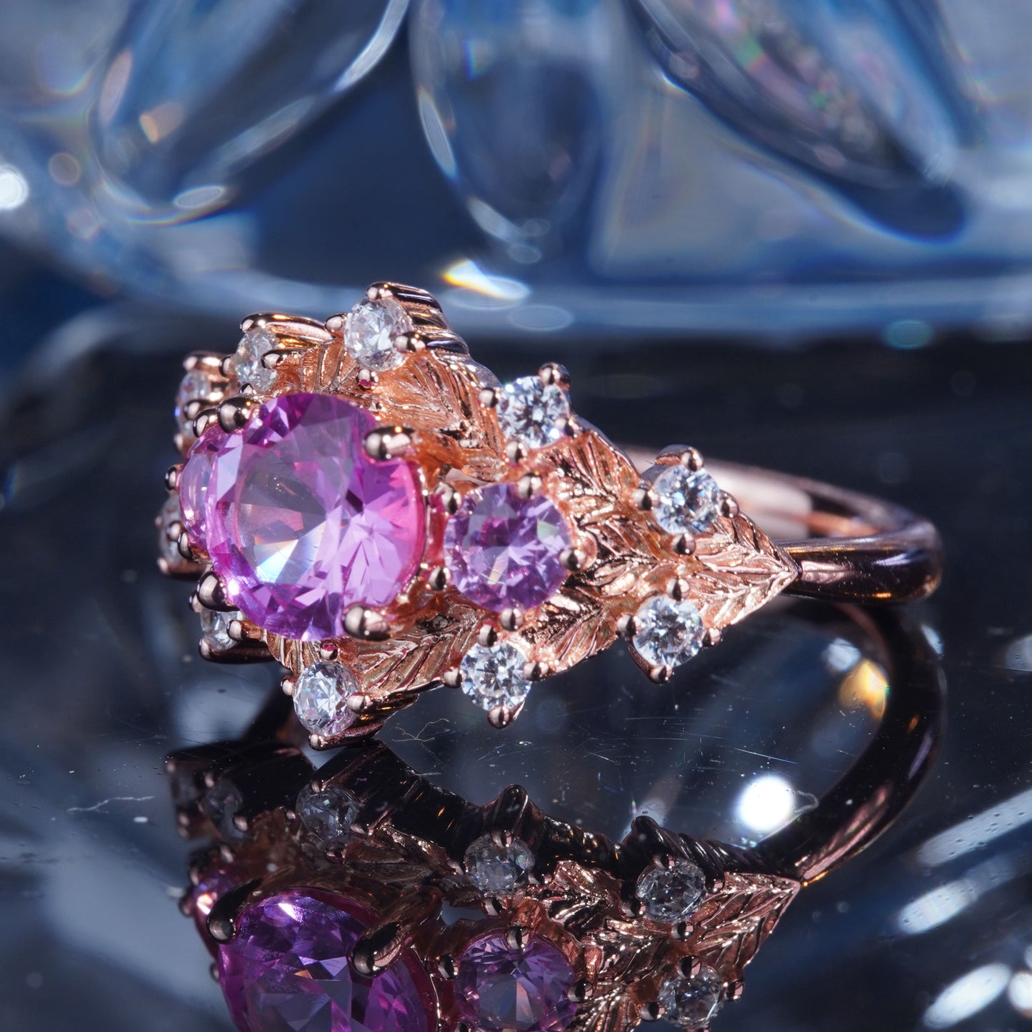 3CT Pink Sapphire Ring Luxury Blush Pink Bridal Wedding Ring in 925 sterling silver lab grown gemstone[WG41-Comely]