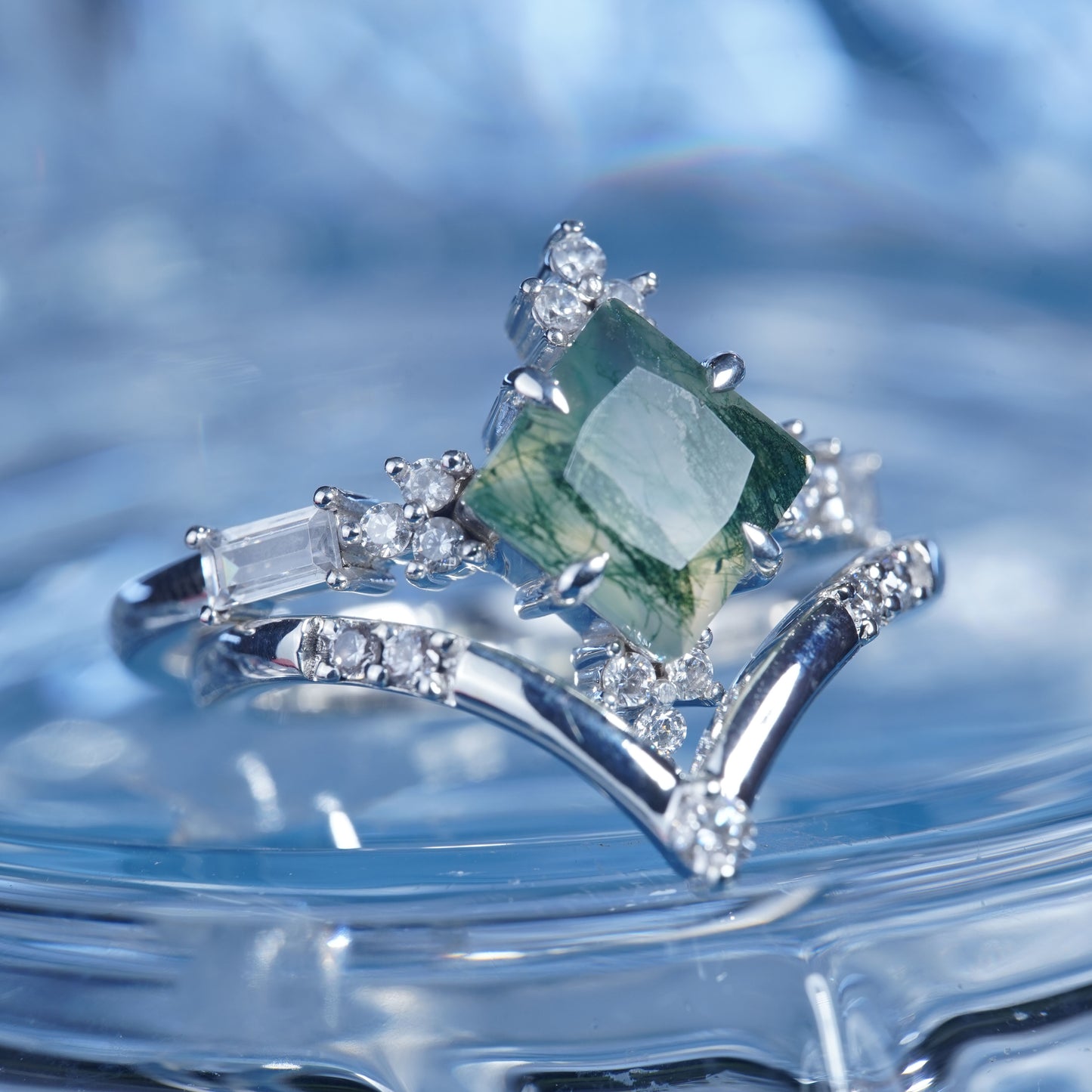 2CT Agate ring sets, Graceful Radiance, engagement ring, event  in 925 sterling silver lab grown gemstone[ZH12-Comely]