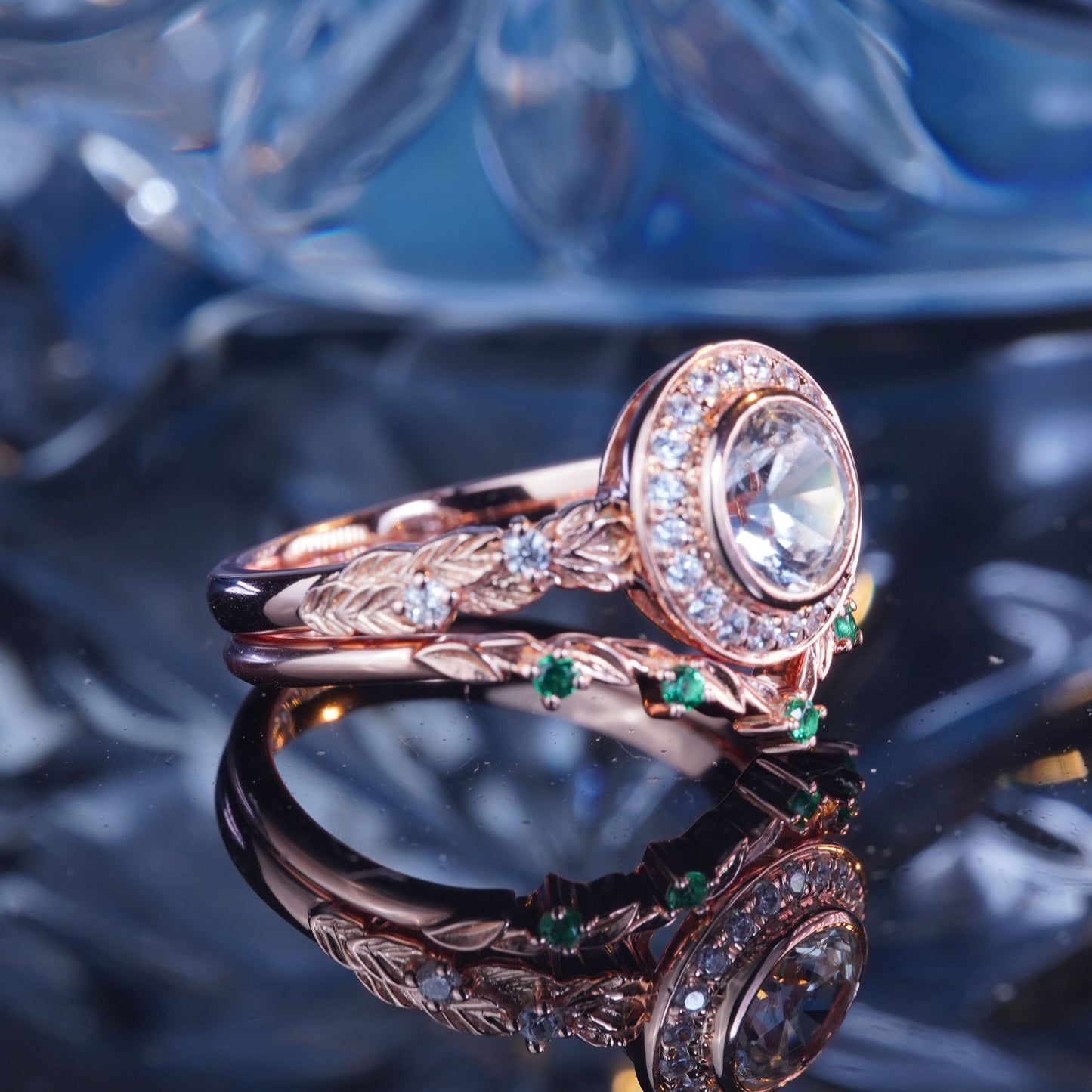 2CT White Sapphire Ring Engagement Ring Bridal Ring Set Art Deco in 925 Sterling Silver lab grown gemstone[ZH06-Comely]