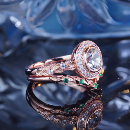 2CT White Sapphire Ring Engagement Ring Bridal Ring Set Art Deco in 925 Sterling Silver lab grown gemstone[ZH06-Comely]