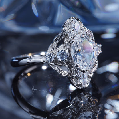 2CT White Sapphire Ring Captivating Grace: Sophisticated Gem Ring in 925 sterling silver lab grown gemstone[WG45-Comely]