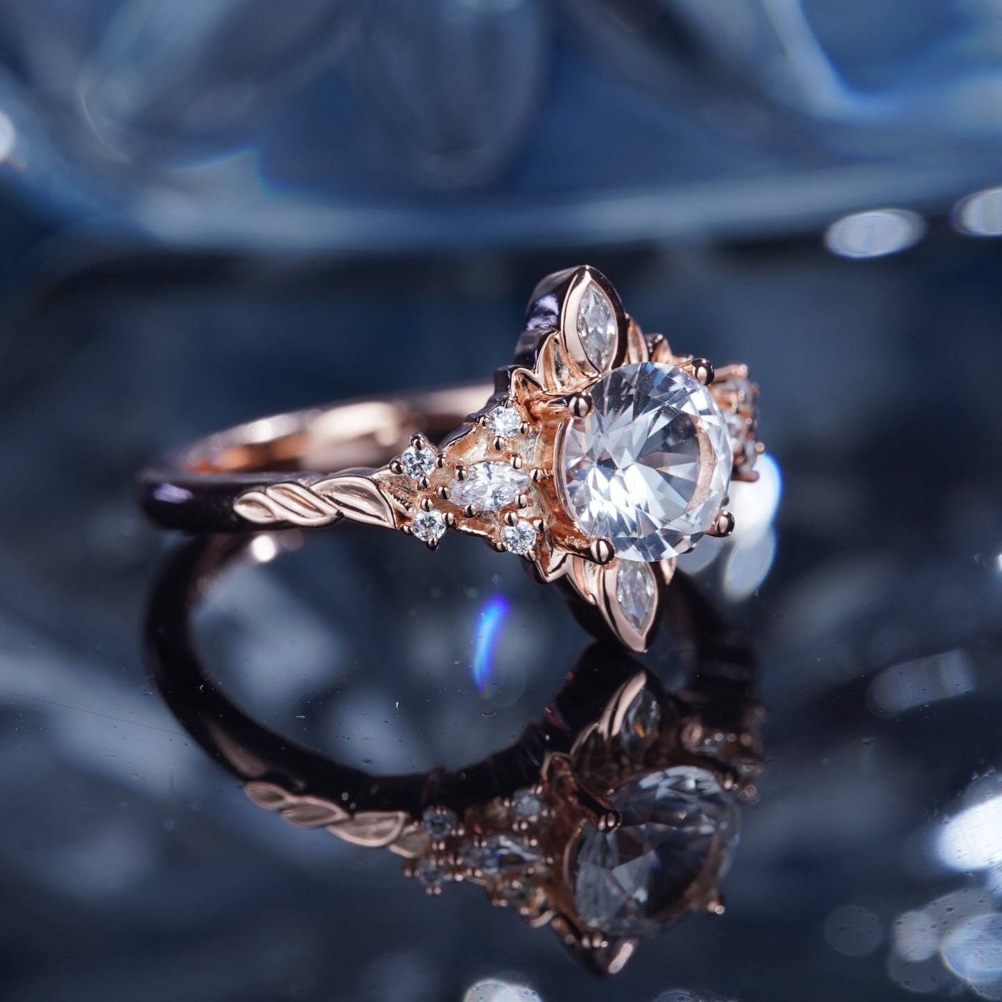 2CT White Sapphire Ring Charming Glow Alluring Engagement Promise Proposing Ring Bridal Ring Set Art Deco in 925 Sterling Silver lab grown gemstone[WG42-Comely]