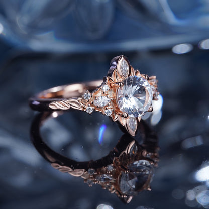 2CT White Sapphire Ring Charming Glow Alluring Engagement Promise Proposing Ring Bridal Ring Set Art Deco in 925 Sterling Silver lab grown gemstone[WG42-Comely]