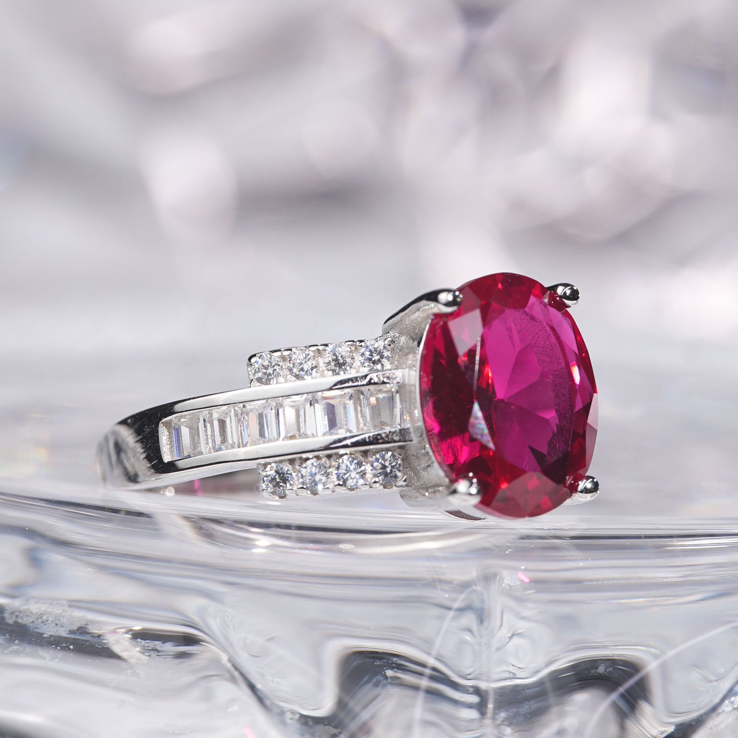 3CTRuby ring graceful radiance exquisite ring 925 sterling silver lab grown gemstone[A26R-Classic]