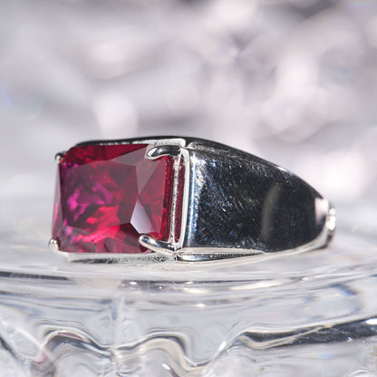 [C08R-Classic]10CT Ruby ring stylish simple saddle deco in 925 sterling silver lab grown gemstone
