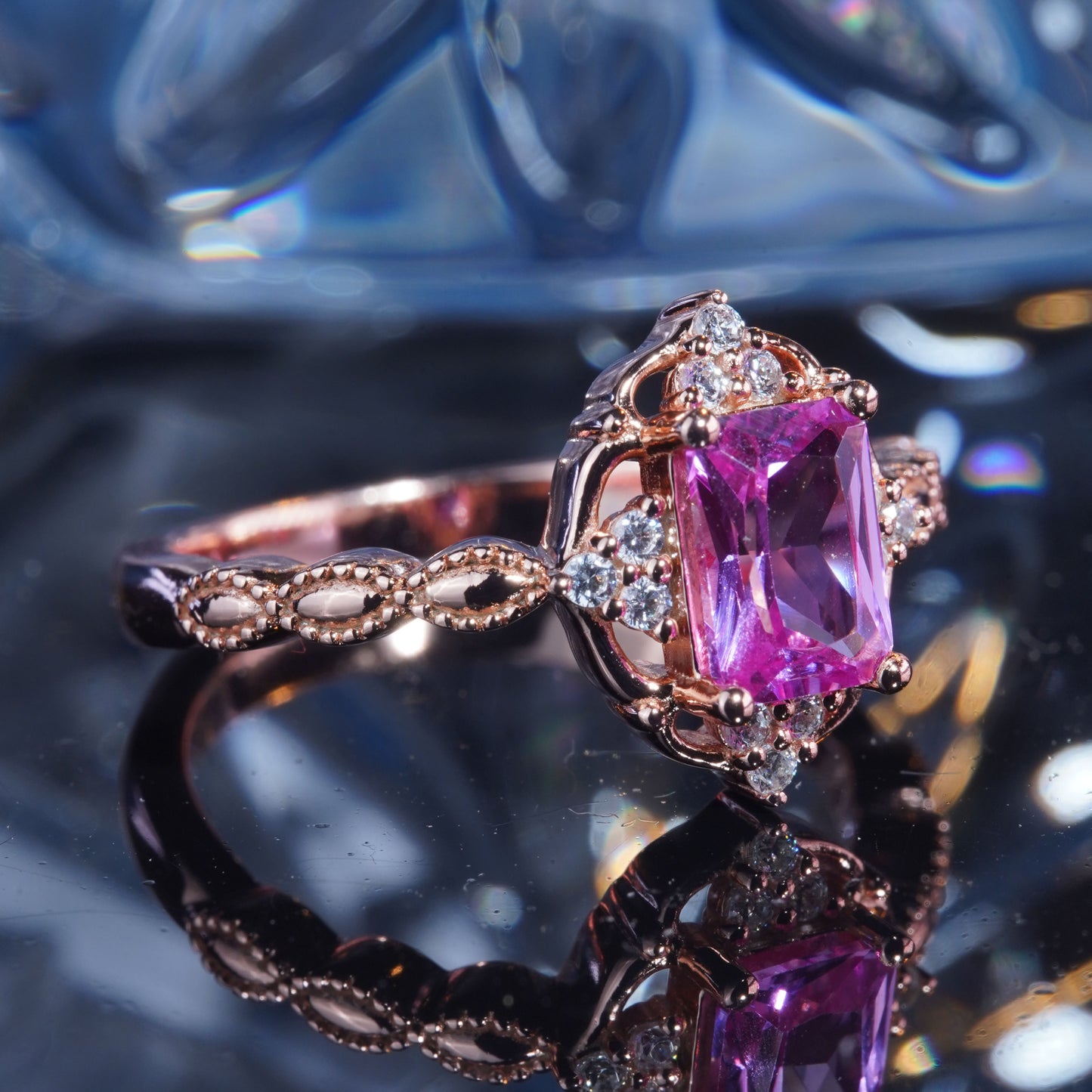 2CT Pink Sapphire Ring Blush Pinkish Bridal Wedding Ethereal Promise Proposing Ring in 925 sterling silver lab grown gemstone [WG38-Comely]