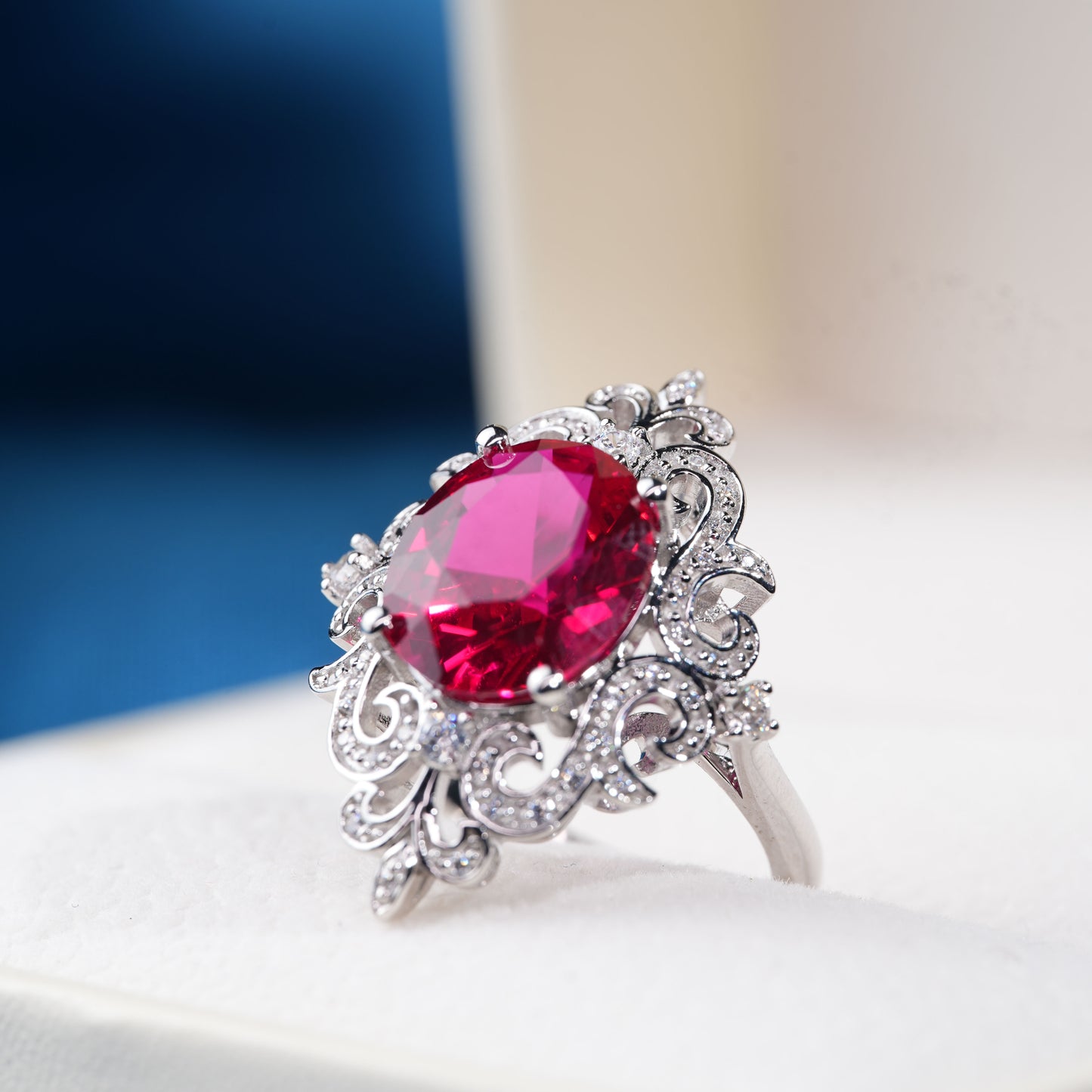 [SLR8-Classic] 5CT Ruby ring graceful radiance exquisite ring in 925 sterling silver lab grown gemstone