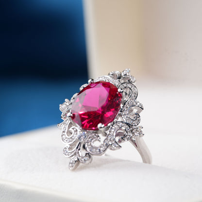 [SLR8-Classic] 5CT Ruby ring graceful radiance exquisite ring in 925 sterling silver lab grown gemstone