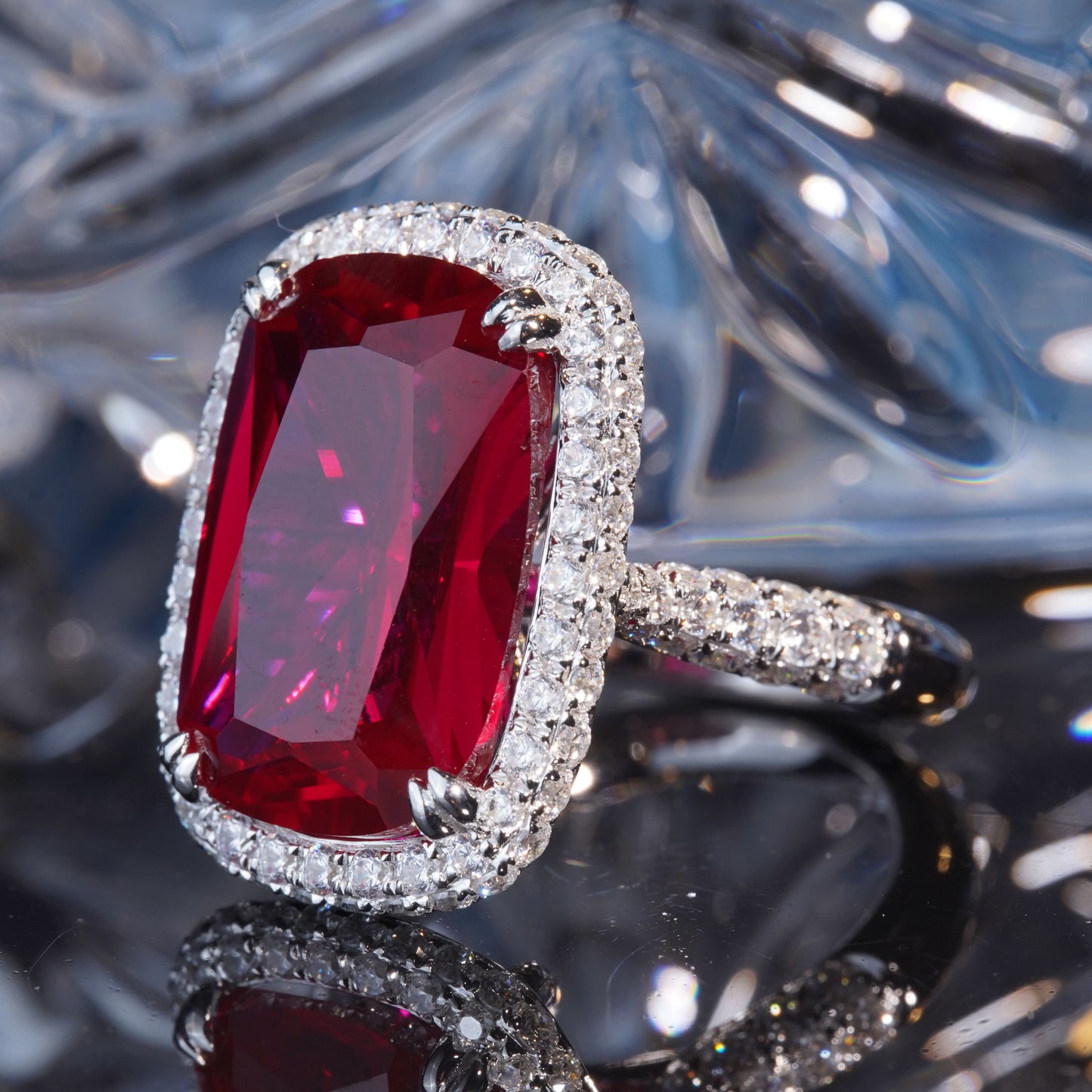 17CT Rubie ring Grand Noble Mystery Vintage Engagement Promise Ring in 925 sterling silver lab grown gemstone[WG07-Classic]