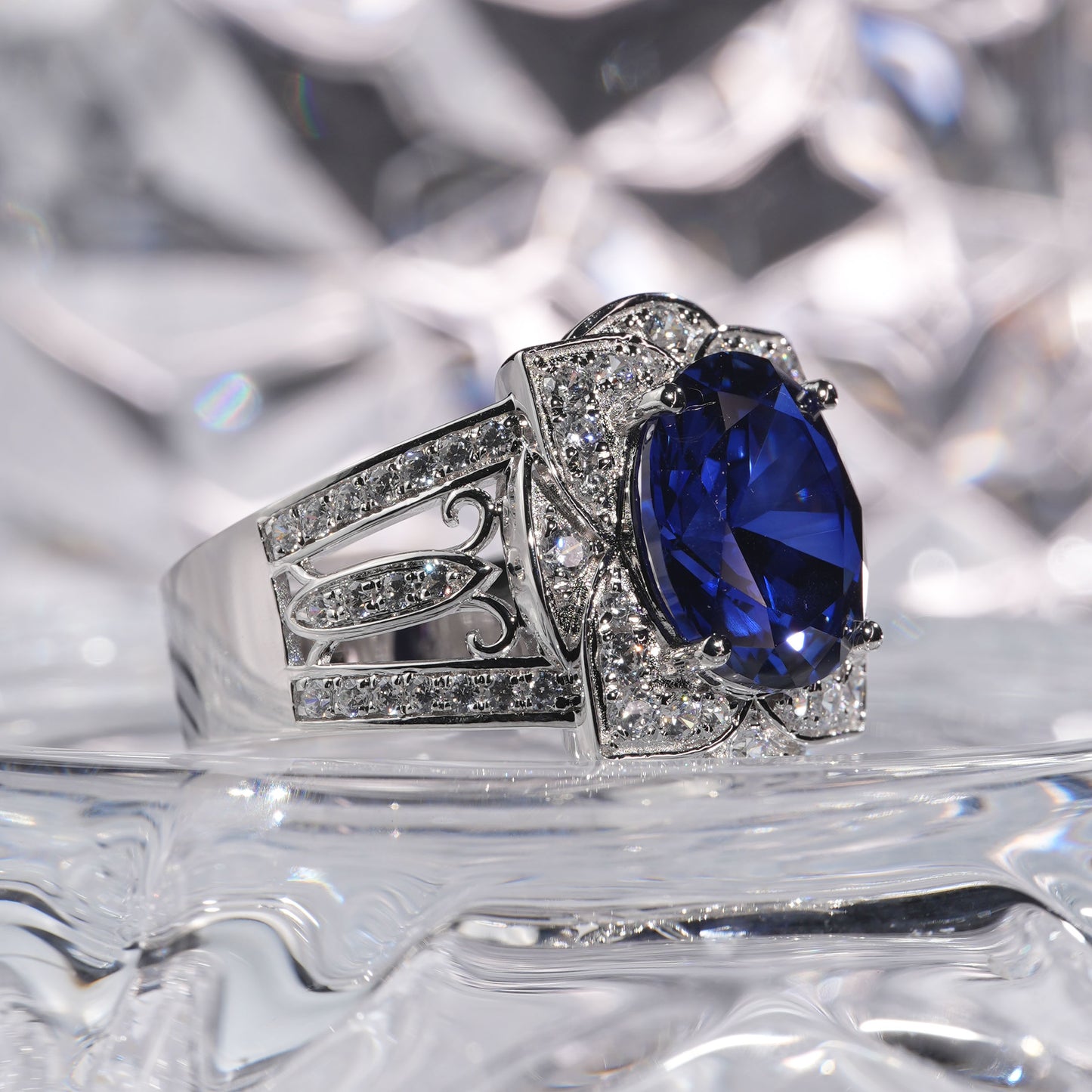 10CT Sapphire ring oriental graceful man suit in 925 sterling silver lab grown gemstone[JZT-WG20yinlan-Classic]