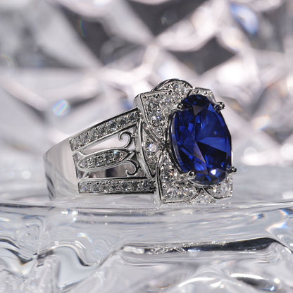 10CT Sapphire ring oriental graceful man suit in 925 sterling silver lab grown gemstone[JZT-WG20yinlan-Classic]