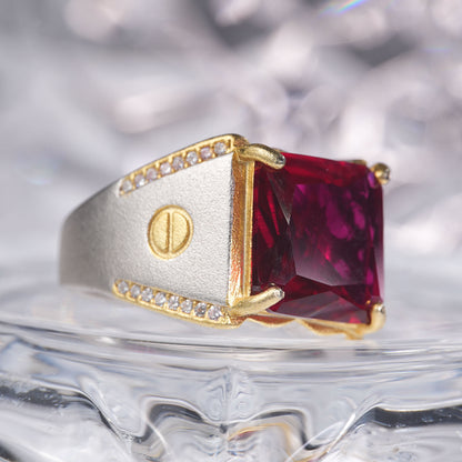 [C13R-Classic]10CT Ruby ring gentle grand in 925 sterling silver lab grown gemstone