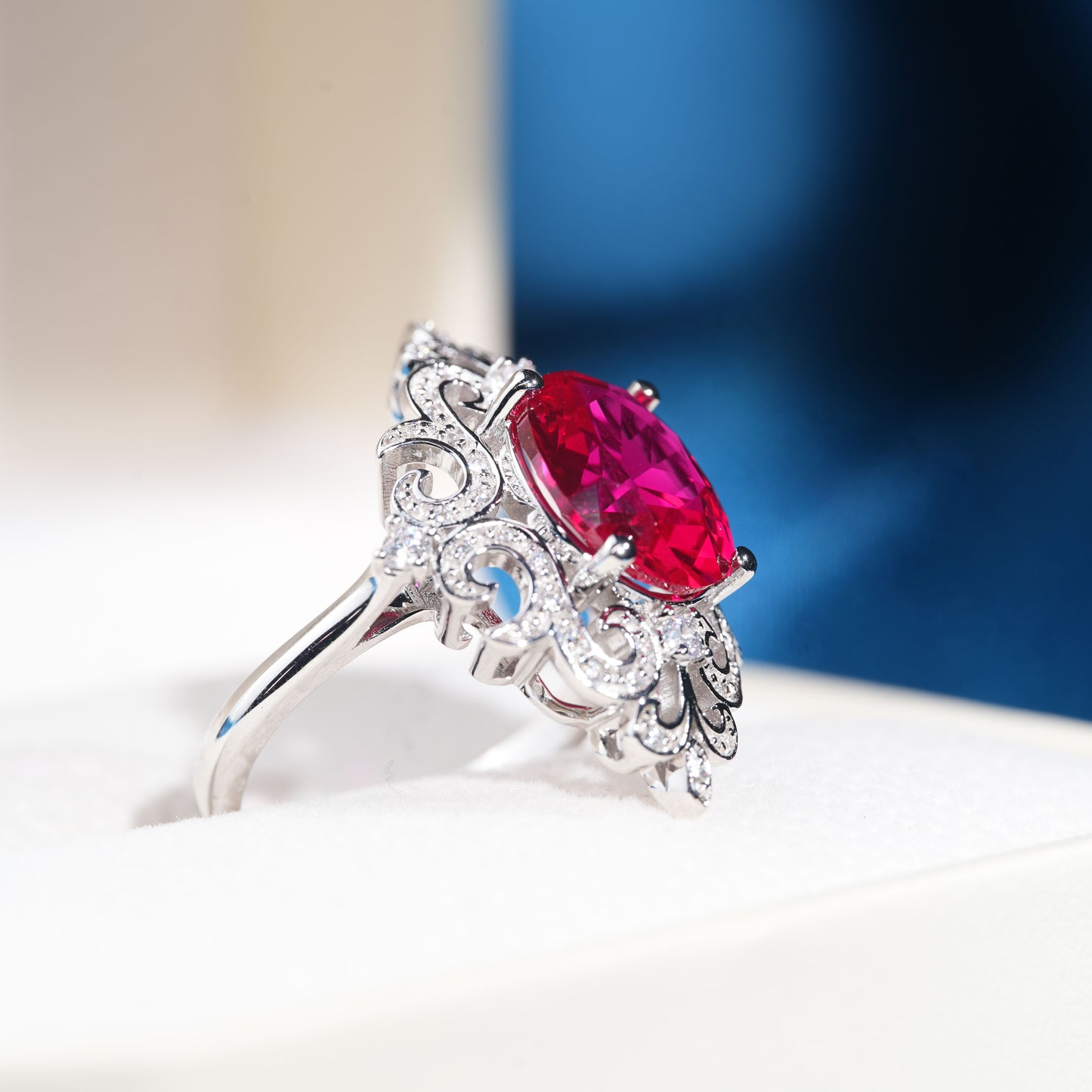 [SLR8-Classic] 5CT Ruby ring graceful radiance exquisite ring in 925 sterling silver lab grown gemstone
