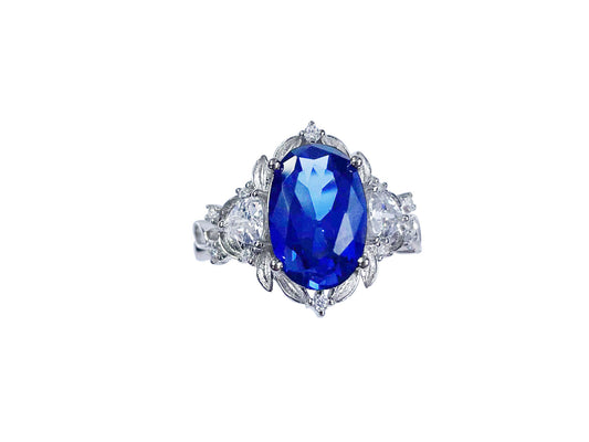 6CT Sapphire ring oriental princess in 925 sterling silver lab grown gemstone[WG01-Classic]