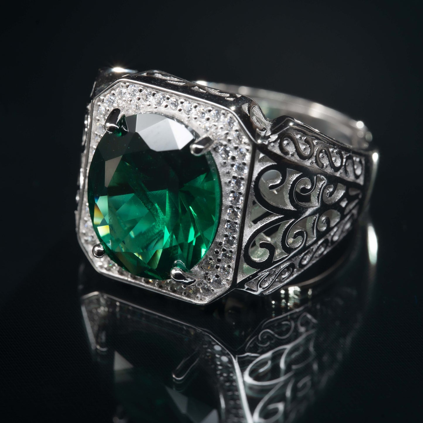 10CT Stunning exquisite plant pattern vintage in 925 sterling silver lab grown gemstone[C12G-Classic]