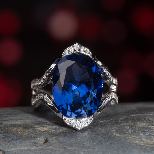 [SLB6-Classic] 7CT Sapphire ring regal radiance luxurious men ring in 925 sterling silver lab grown gemstone